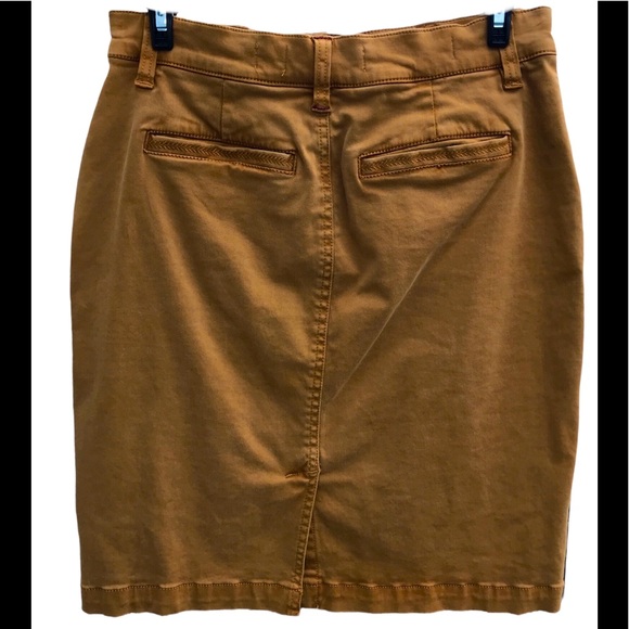 Pilcro Skirt Women’s SZ 0 Caramel Chino Button Fly Pockets Pencil Anthropologie - Picture 3 of 5